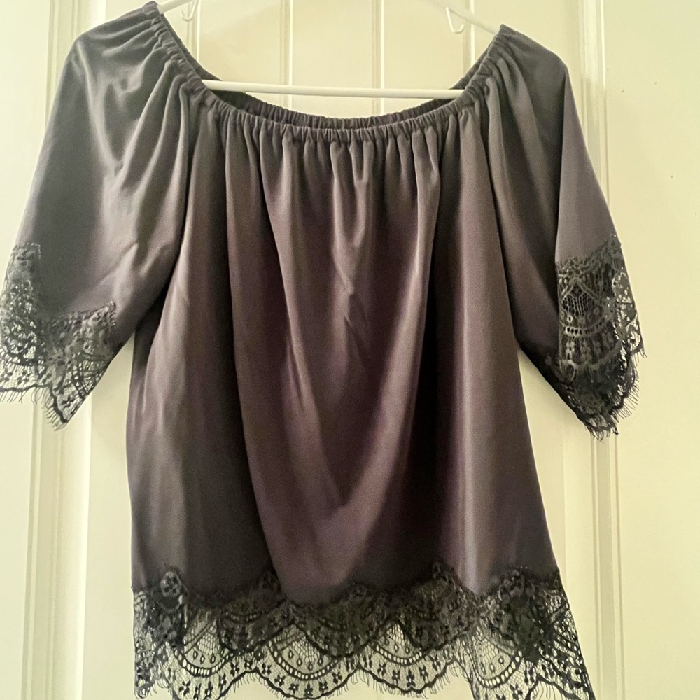 Banana Republic drape blouse with lace accents - dress up or down.